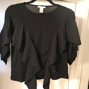 Black frilly top H&M size 6